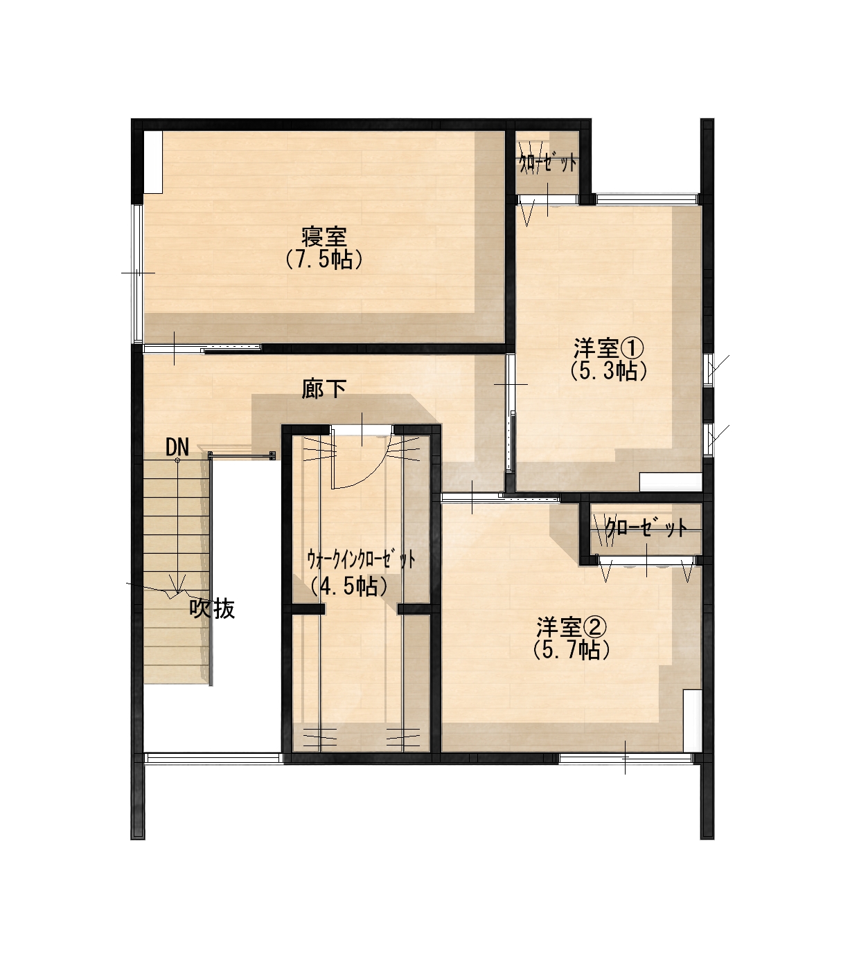 二階建て　2階 平面図